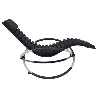 vidaXL Leżak ogrodowy z poduszką, stalowy, czarny