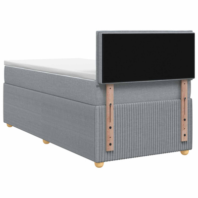 Łóżko kontynentalne z materacem jasnoszary 90 x 200 cm tkanina