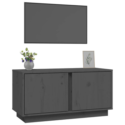 Szafka pod telewizor, szara, 80x35x40,5 cm, lite drewno sosnowe