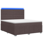 Łóżko z box spring LED z materacem Ciemny brąz 180 x 200 cm