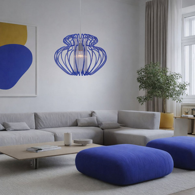 Lampa wisząca Imperia niebieska pojedyncza do jadalni nad stół E27