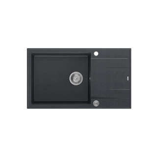 EVAN 136 XL GraniteQ zlewozmywak z syfonem Push To Open 1-komorowy z/o (860x500x210; kom. 420x490) black diamond / elementy stalowe