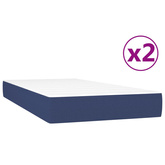 vidaXL Łóżko kontynentalne z materacem, niebieskie, tkanina 200x200 cm wariant 15