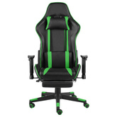 vidaXL Obrotowy fotel gamingowy z podnóżkiem, zielony, PVC
