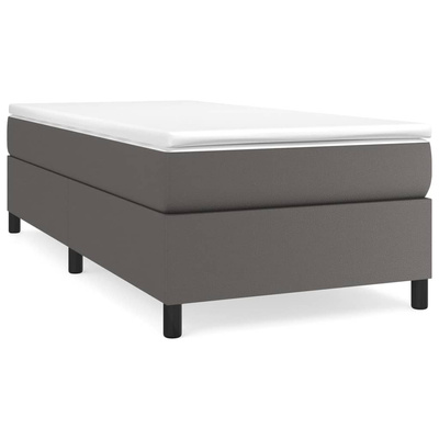 vidaXL Łóżko kontynentalne z materacem, szare, ekoskóra 80x200 cm model standard