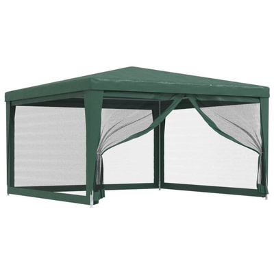 vidaXL Namiot imprezowy z 4 ścianami z siatki, zielony, 4x4 m, HDPE