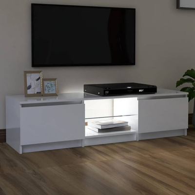 vidaXL Szafka pod TV z LED, biała, wysoki połysk, 140x40x35,5 cm