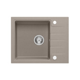 Zlewozmywak granitowy PETER 116 - jednokomorowy, wpuszczany, soft taupe/elementy stalowe, Quadron + ZESTAW 3 NOŻY FISKARS  WKŁADKA CZARNA ROZSUWANA