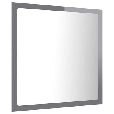 vidaXL Lustro łazienkowe LED, wysoki połysk, szare, 40x8,5x37cm, akryl