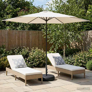 Parasol ogrodowy z podstawą 300 x 300 cm Poliester Prostokątny