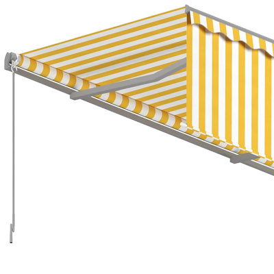 Ręcznie zwijana markiza z zasłoną, 3,5x2,5 m, żółto-biała