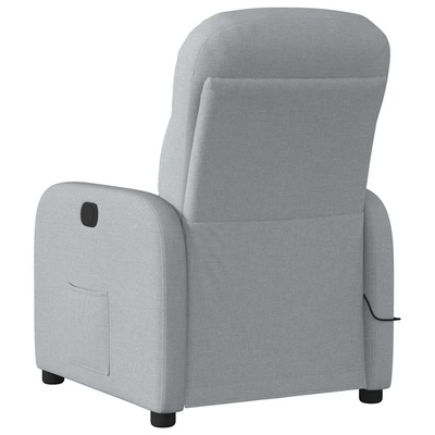 Rozkładany fotel masujący, jasnoszary, obity tkaniną model standard