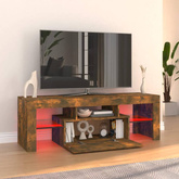 Szafka pod TV z oświetleniem LED, przydymiony dąb, 120x35x40 cm vidaXL