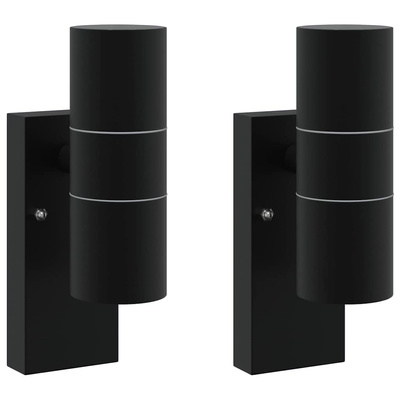 Zewnętrzna lampa ścienna 2 pcs Czarny 7 x 10 x 22 cm