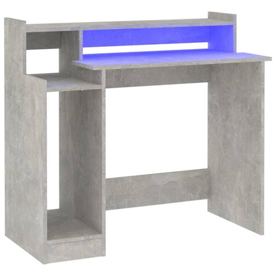 vidaXL Biurko z podświetleniem LED, betonowa szarość, 97x45x90 cm