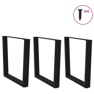 Nogi do stołu jadalnego w kształcie litery V 3 szt. Czarne 80x(72-73,3) cm Stalowe