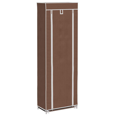 Materiałowa szafka na buty z osłoną, 57 x 29 x 162 cm, brązowa