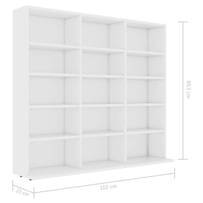 vidaXL Szafka na płyty CD, biała, 102x23x89,5 cm