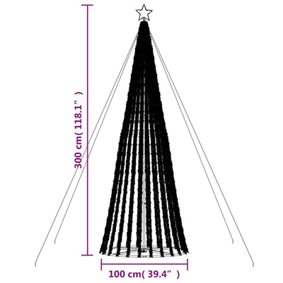 vidaXL Stożkowa choinka z lampek, 688 ciepłych białych LED, 300 cm