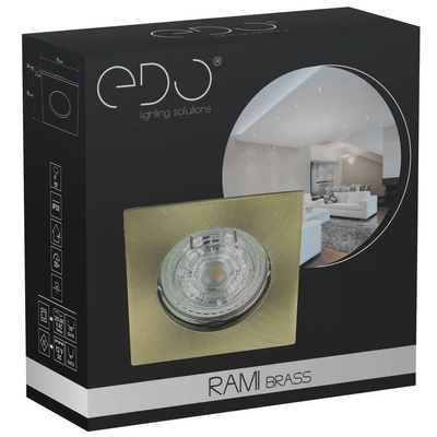 Punktowa oprawa sufitowa wpuszczana RAMI Brass IP20 kwadratowa mosiądz EDO777318 EDO Solutions