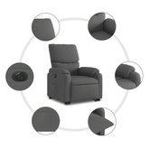 vidaXL Podnoszony fotel masujący, elektryczny, rozkładany, ciemnoszary wariant 14