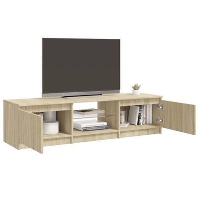 vidaXL Szafka pod TV, z LED, dąb sonoma, 140 x 40 x 35,5 cm