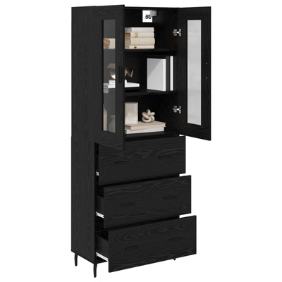 Highboard 2 szt. Czarny Dąb 69,5 x 34 x 180 cm