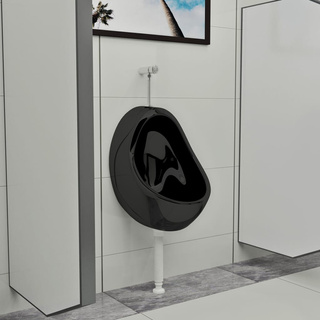 vidaXL Pisuar wiszący z zaworem spłukującym, ceramiczny, czarny