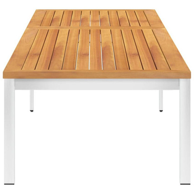 vidaXL Leżak z poduszką, lite drewno akacjowe i stal nierdzewna