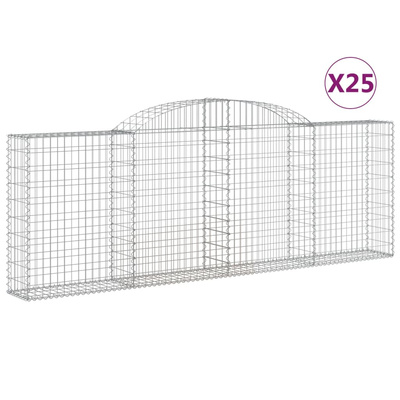 Kosze gabionowe, 25 szt, 300x30x100/120cm, galwanizowane żelazo