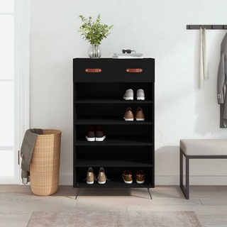 Szafka na buty, czarna, 60x35x105 cm, materiał drewnopochodny