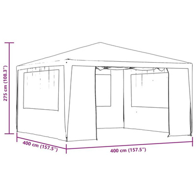 vidaXL Namiot imprezowy ze ściankami, 4x4 m, niebieski, 90 g/m²