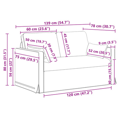 Sofa Czarny 139 x 78 x 80 cm tkanina