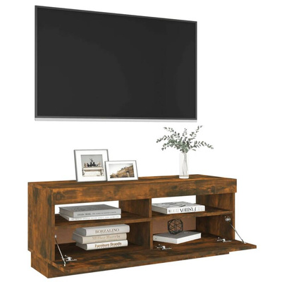 vidaXL Szafka pod TV z oświetleniem LED, przydymiony dąb, 100x35x40 cm