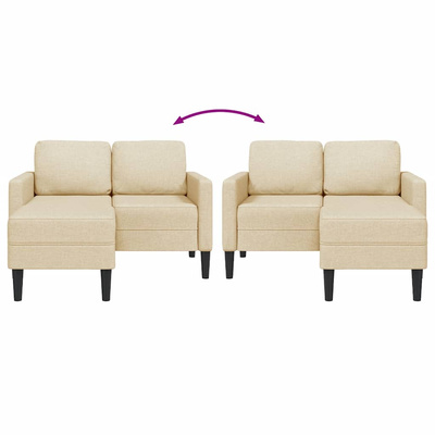 Sofa 2-osobowa z leżanką w kształcie litery L, kremowa, 125 cm
