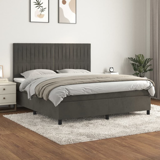 vidaXL Łóżko kontynentalne z materacem, ciemnoszare, 180x200cm aksamit wariant 7
