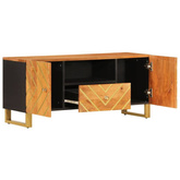 Szafka pod TV, brązowo-czarna 105x33,5x46 cm, lite drewno mango vidaXL