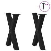 Nogi do stołu jadalnego w kształcie litery X 2 szt. Czarne 60x(72-73) cm Stal