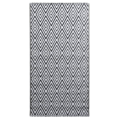 vidaXL Dywan na zewnątrz, biało-czarny, 120x180 cm, PP model standard