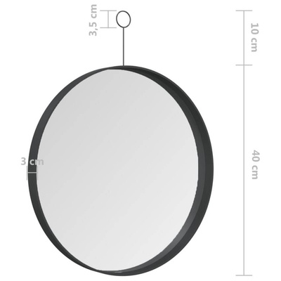 vidaXL Lustro ścienne z zawieszką, czarne, 40 cm
