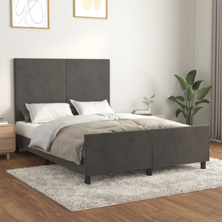 vidaXL Rama łóżka z zagłówkiem, ciemnoszara, 140x200 cm, aksamitna model standard