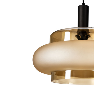 Lampa wisząca Brizi szklana pojedyncza bursztynowy klosz do jadalni