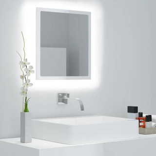 vidaXL Lustro łazienkowe LED, wysoki połysk, białe, 40x8,5x37cm, akryl