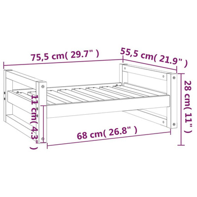 vidaXL Legowisko dla psa, 75,5x55,5x28 cm, lite drewno sosnowe