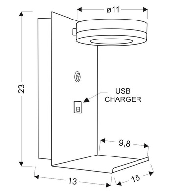 Kinkiet biały LED z półką na telefon ładowarka USB Compact Candellux 21-76052