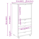 Rolkowa szafka 53 x 39 x 103 cm Lite drewno sosnowe