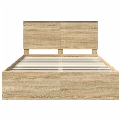 Ramka łóżka dąb Sonoma 140 x 190 cm Lite drewno sosnowe