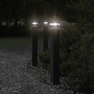 Zewnętrzne lampy stojące, z gniazdkami, 3 szt., czarne, 80 cm