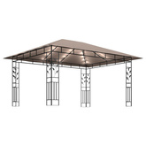 Altana z moskitierą i sznurem lampek LED, 4x3x2,73 cm, taupe