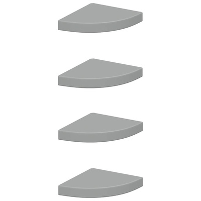 vidaXL Narożne półki ścienne, 4 szt., szare, 25x25x3,8 cm, MDF